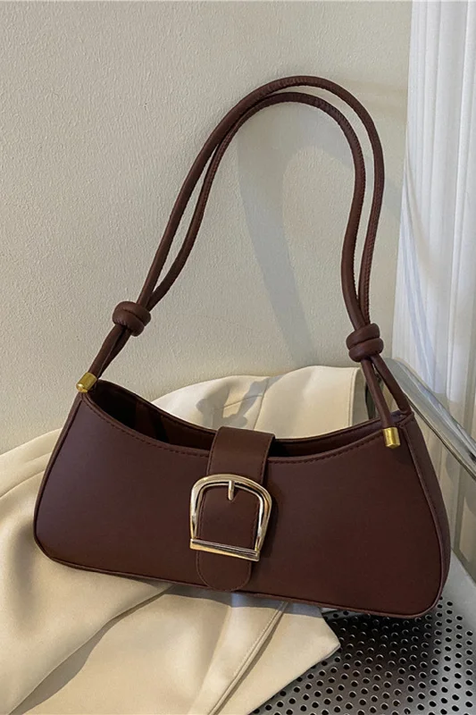 Faux Leather Belted Shoulder Bag