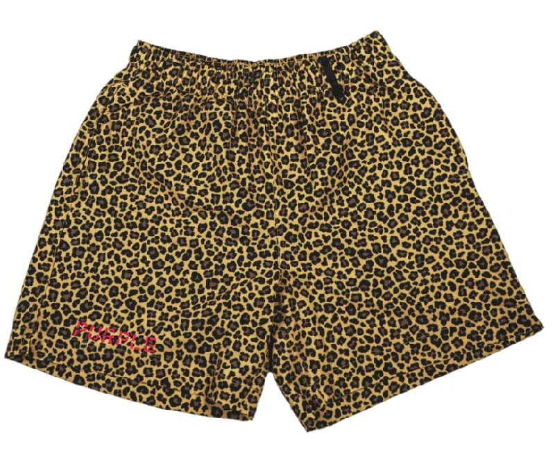 PURPLE - BROWN LEOPARD SWIM SHORTS