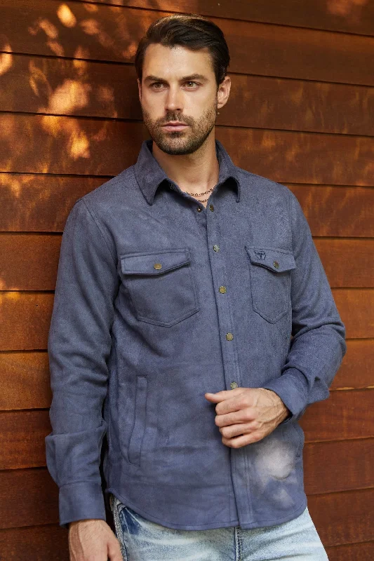 Men's Faux Suede Overshirt - Navy