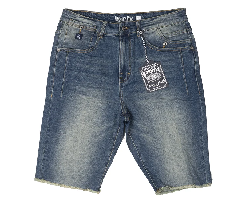 BORN FLY DENIM SHORTS MED STONE WASH - 2305D4740