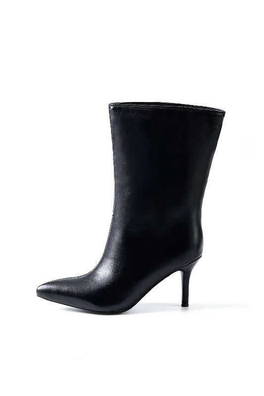 Faux Leather Pointed Toe Ankle Boots