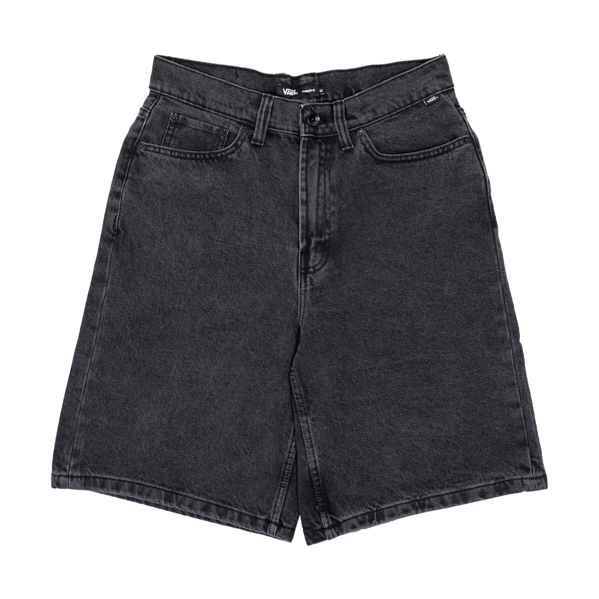 VANS CHECK 5 BAGGY DENIM SHORTS WASHED BLACK