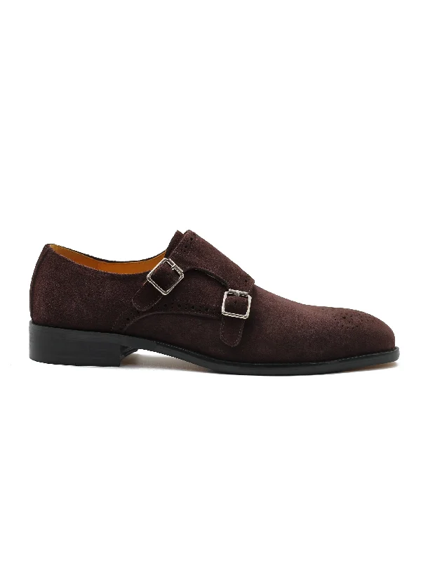 BROWN SUEDE DOUBLE MONK SHOES