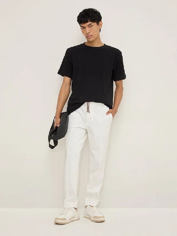 Studiofit White Relaxed-Fit Mid-Rise Track Pants