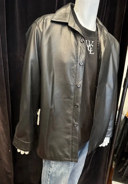 Men's Black Leather Shirt