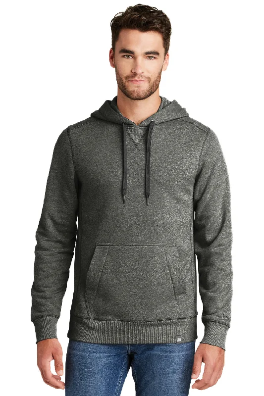 New Era Mens Sueded French Terry Hooded Sweatshirt Hoodie w/ Pouch Pocket - Black Twist