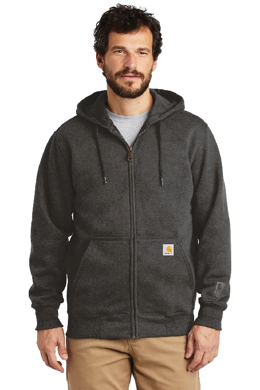 Carhartt Mens Paxton Rain Defender Water Resistant Full Zip Hooded Sweatshirt Hoodie w/ Pockets - Heather Carbon Grey