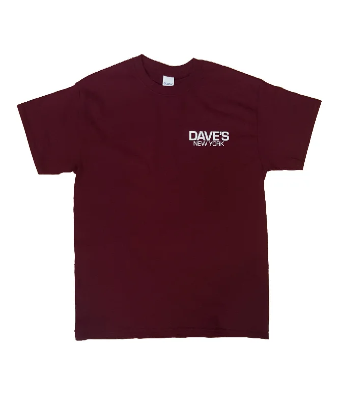 Dave’s New York Work Logo Short Sleeve T-Shirt - Maroon