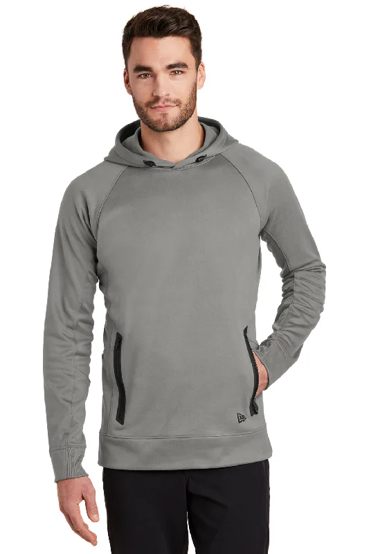 New Era Mens Venue Fleece Moisture Wicking Hooded Sweatshirt Hoodie w/ Pockets - Shadow Grey