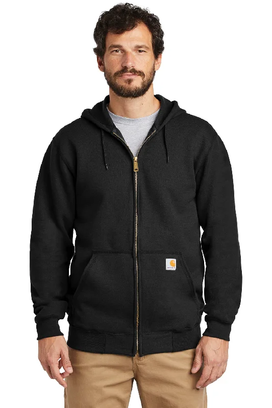 Carhartt Mens Full Zip Hooded Sweatshirt Hoodie w/ Pockets - Black