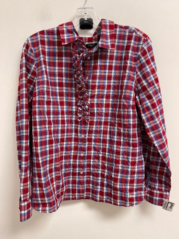 Top Long Sleeve By Talbots In Plaid Pattern, Size: 1x