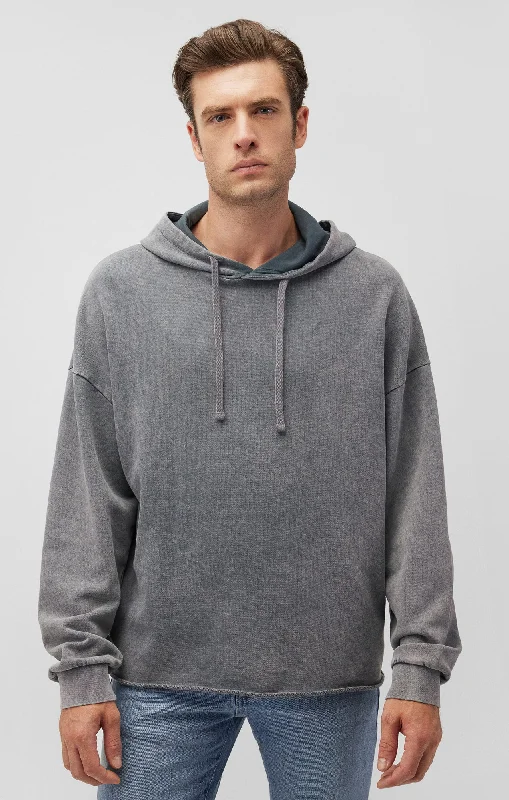 RAW EDGE HOODIE IN MONUMENT