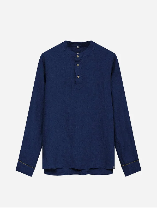 Elijah Men's Linen Top | Navy