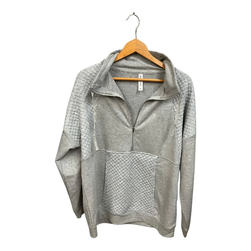 Athletic Top Long Sleeve Collar By Tickled Teal In Grey, Size: Xl