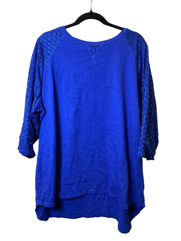 Top 3/4 Sleeve By Clothes Mentor In Blue, Size: 2x