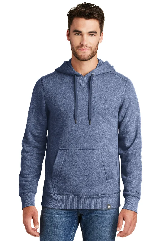 New Era Mens Sueded French Terry Hooded Sweatshirt Hoodie w/ Pouch Pocket - Dark Royal Blue Twist