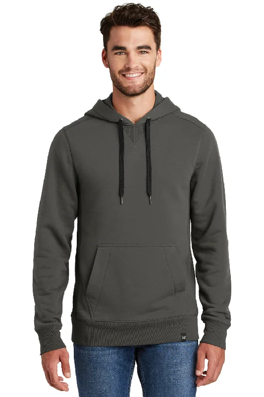 New Era Mens Sueded French Terry Hooded Sweatshirt Hoodie w/ Pouch Pocket - Graphite Grey