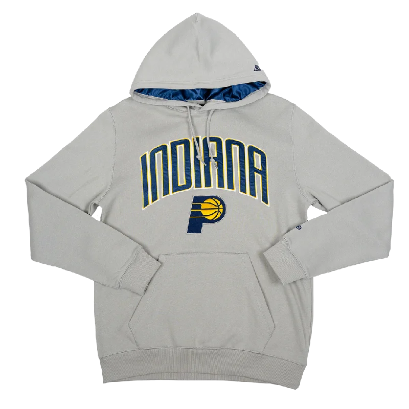 Adult Indiana Pacers Satin Wordmark Hooded Sweatshirt In Grey by New Era