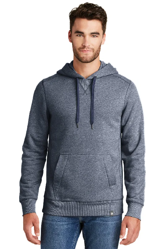 New Era Mens Sueded French Terry Hooded Sweatshirt Hoodie w/ Pouch Pocket - Navy Blue Twist