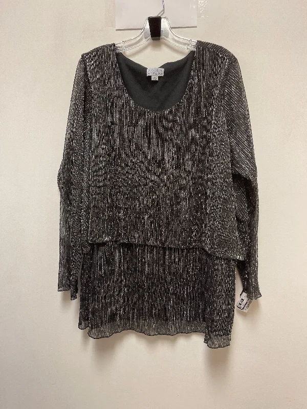 Top Long Sleeve By Joan Rivers In Silver, Size: 3x