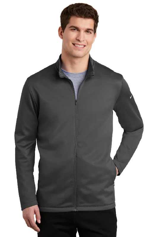 Nike Mens Therma-Fit Moisture Wicking Fleece Full Zip Sweatshirt w/ Pockets - Anthracite Grey