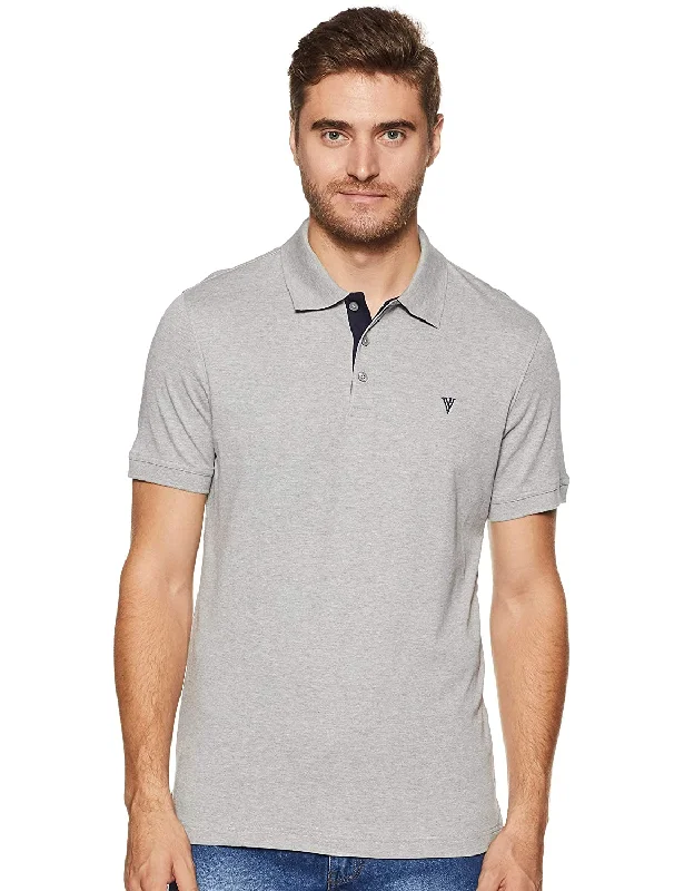 Van Heusen Men's Casual Grey Polo neck Collar t-shirt