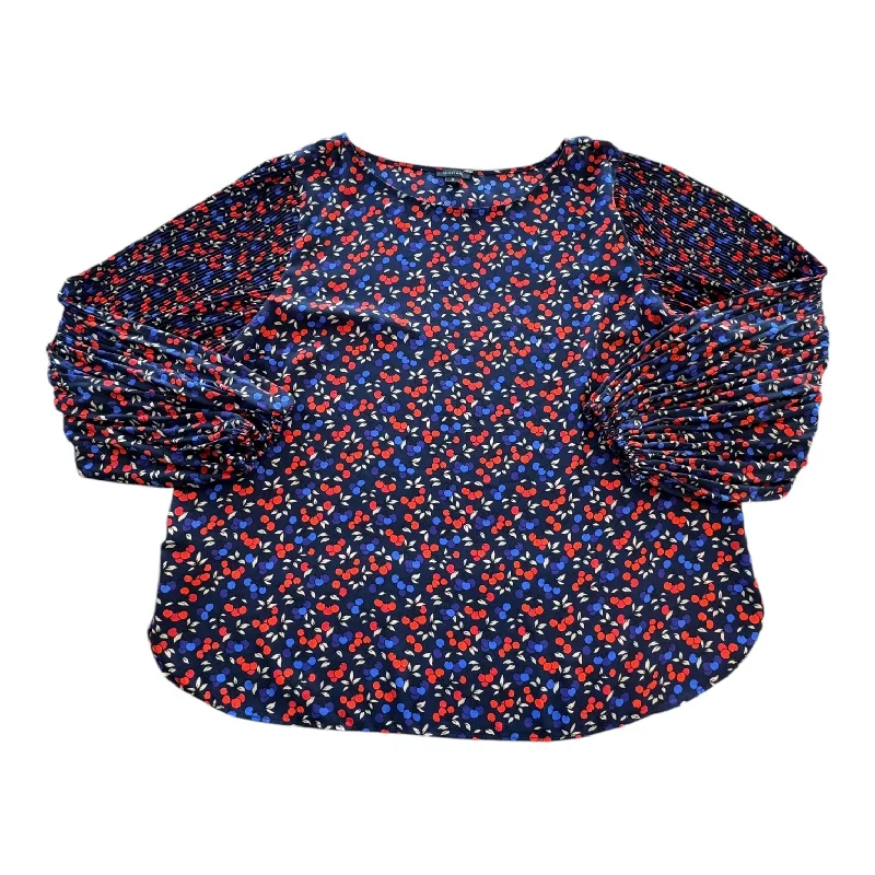 Top Long Sleeve By Ann Taylor In Blue & Red, Size: Xl