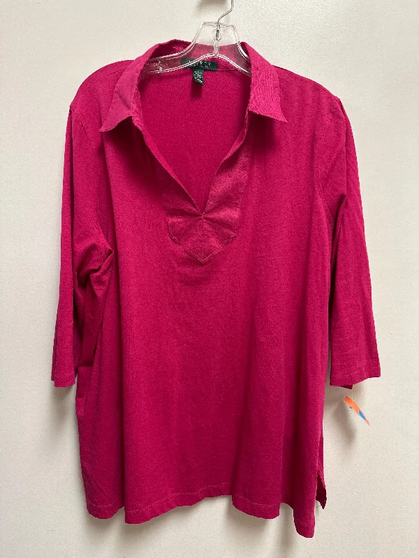 Top Long Sleeve By Lauren By Ralph Lauren In Pink, Size: 2x