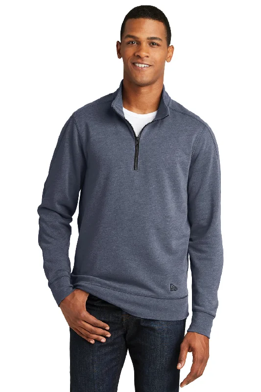 New Era Mens Fleece 1/4 Zip Sweatshirt - Heather Navy Blue