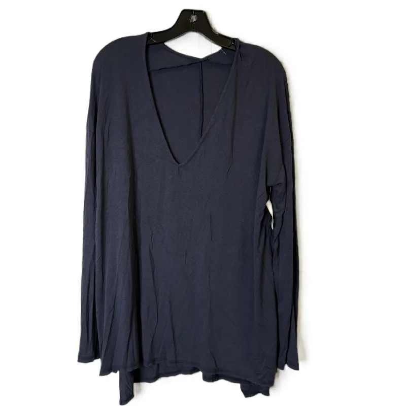 Top Long Sleeve Basic By Double Zero In Blue, Size: 1x