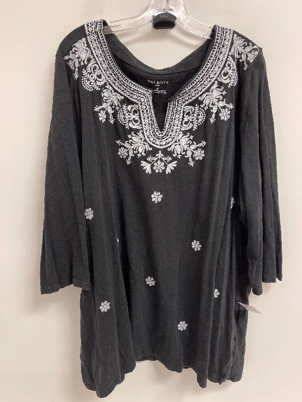 Top Long Sleeve By Talbots In Black, Size: 3x