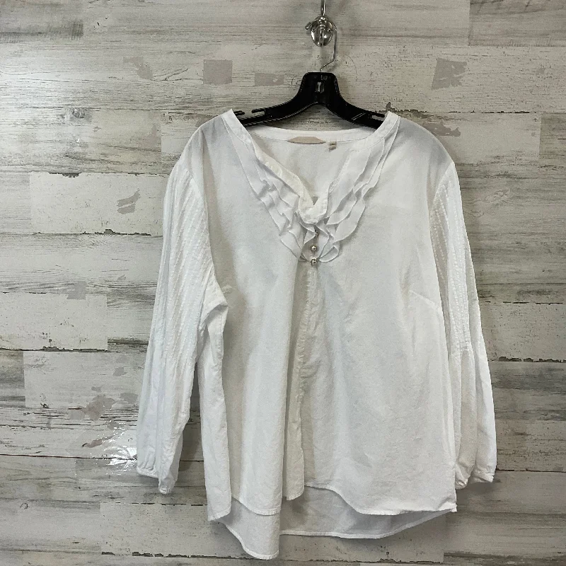 Top Long Sleeve By Soft Surroundings In White, Size: 1x