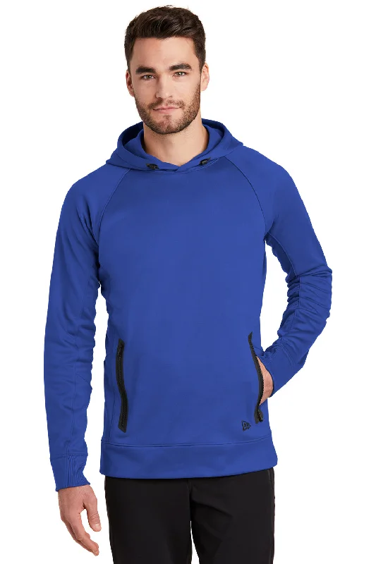 New Era Mens Venue Fleece Moisture Wicking Hooded Sweatshirt Hoodie w/ Pockets - Royal Blue