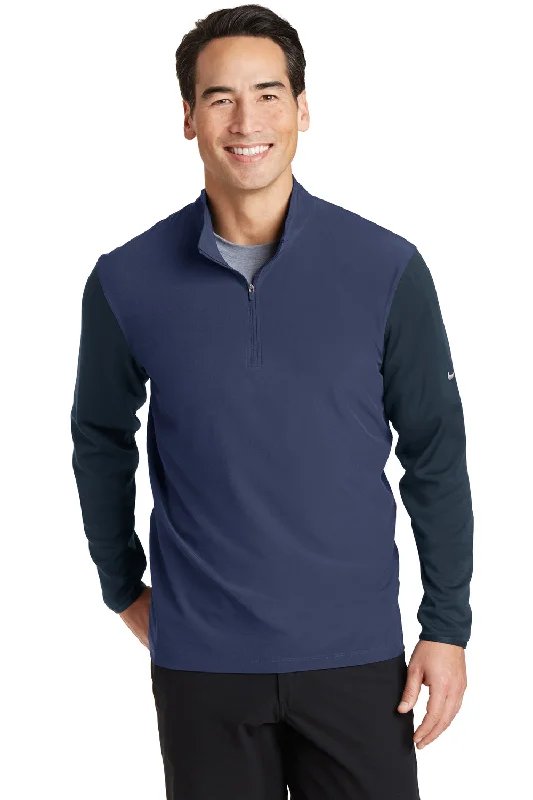 Nike Mens Dri-Fit Moisture Wicking 1/4 Zip Sweatshirt - Midnight Navy Blue/Obsidian Blue - Closeout