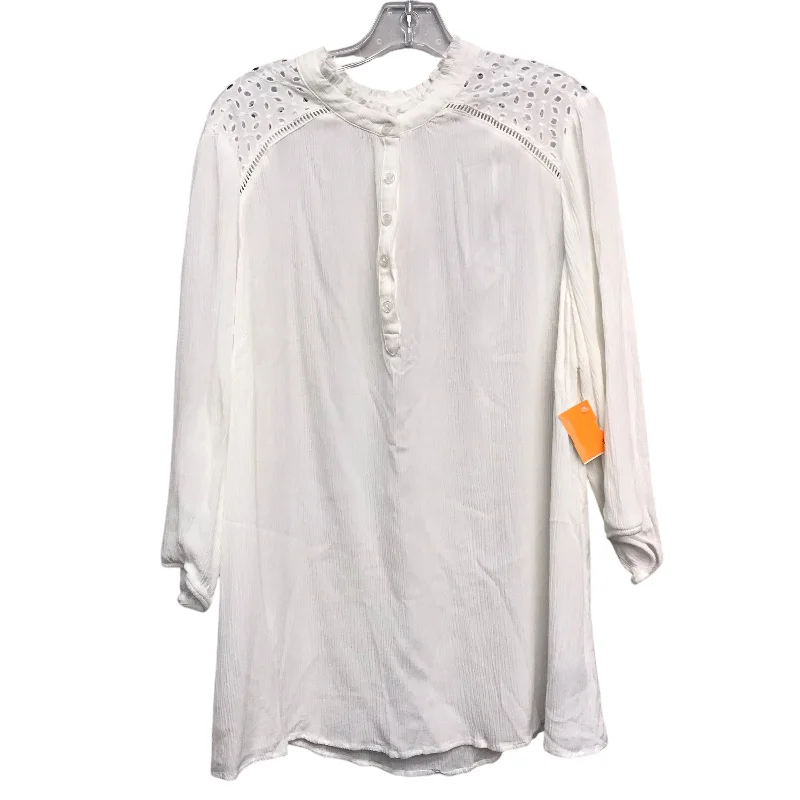 Top 3/4 Sleeve By Torrid In White, Size:3X