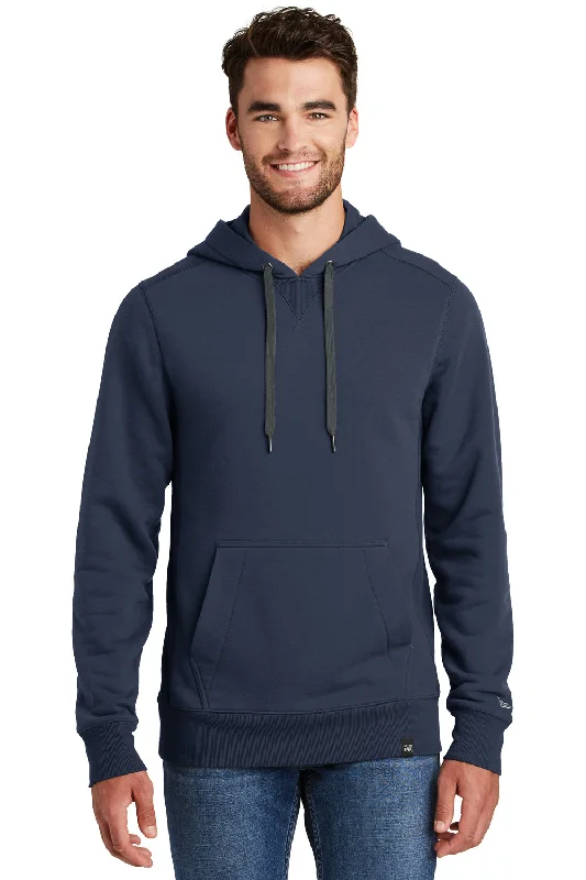 New Era Mens Sueded French Terry Hooded Sweatshirt Hoodie w/ Pouch Pocket - Navy Blue