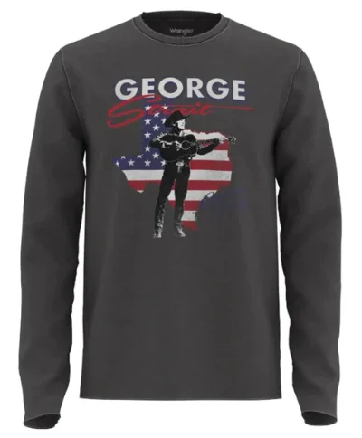 Wrangler Men's George Strait Graphic Long Sleeve America T-Shirt