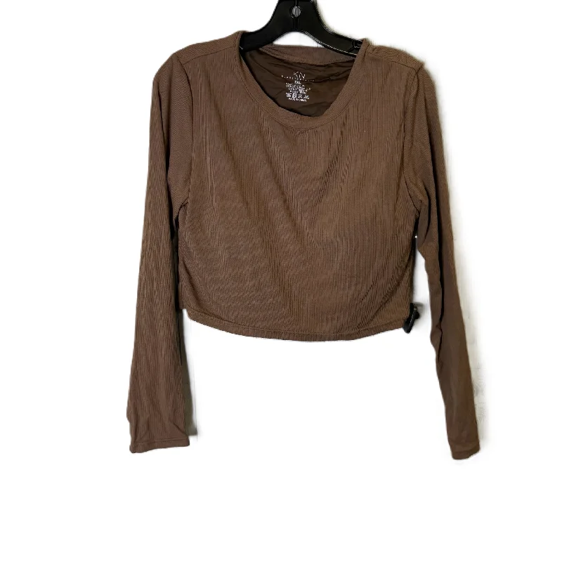 Top Long Sleeve Basic By Clothes Mentor In Brown, Size: 3x