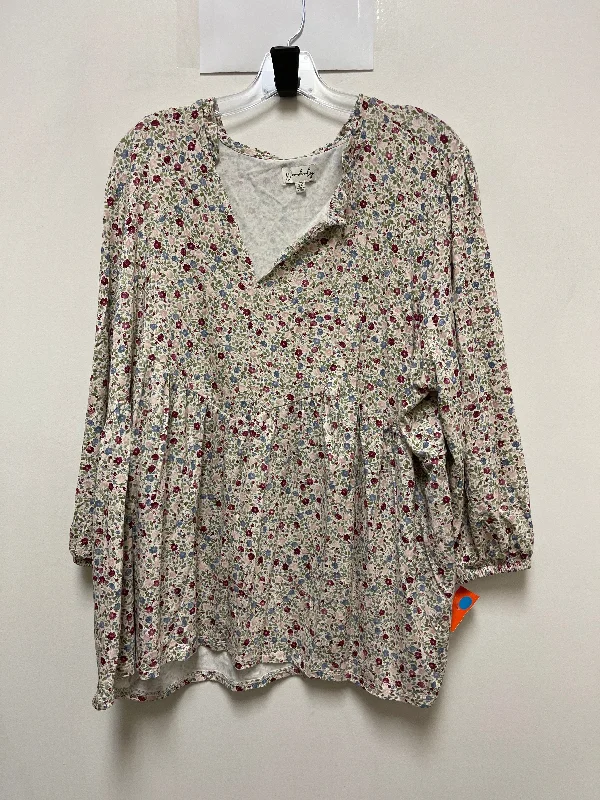 Top Long Sleeve By Wonderly In Floral Print, Size: 3x