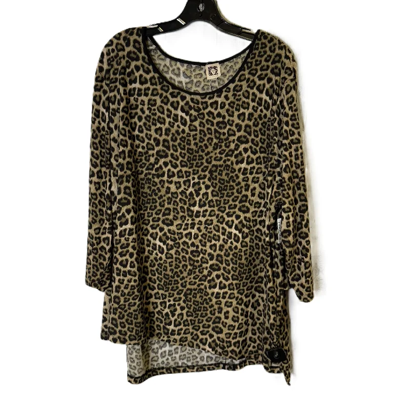 Top Long Sleeve By Anne Klein In Animal Print, Size: 3x