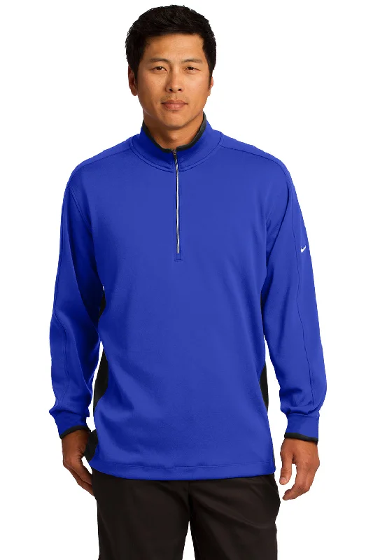 Nike Mens Dri-Fit Moisture Wicking 1/4 Zip Sweatshirt - Royal Blue/Black/White