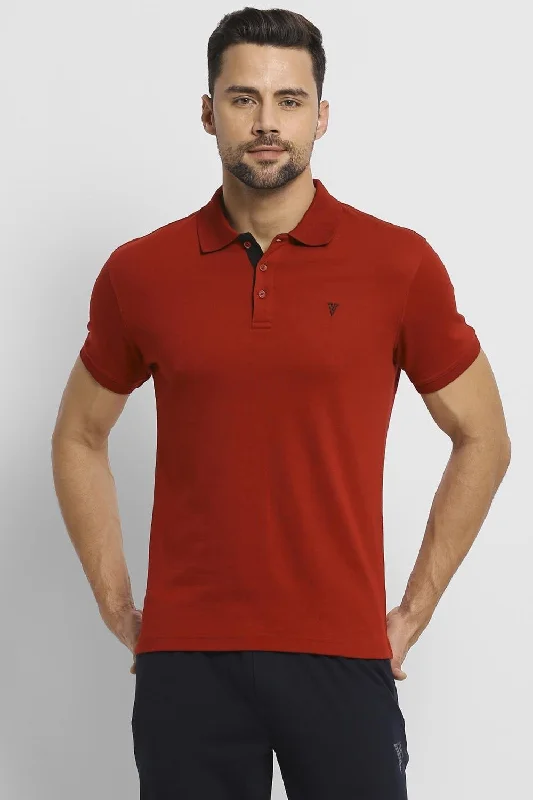 Van Heusen Men's Regular Fit Dark Red neck Collar t-shirt