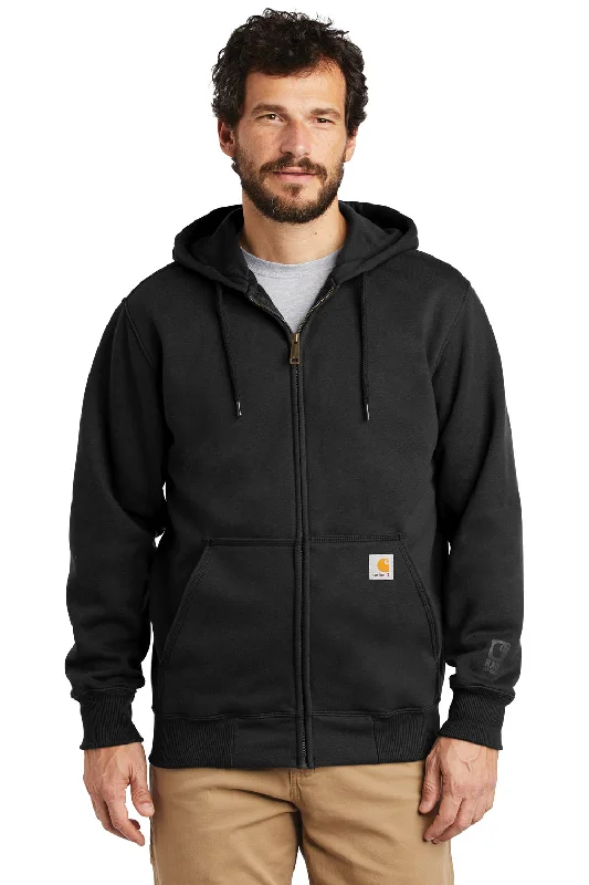 Carhartt Mens Paxton Rain Defender Water Resistant Full Zip Hooded Sweatshirt Hoodie w/ Pockets - Black