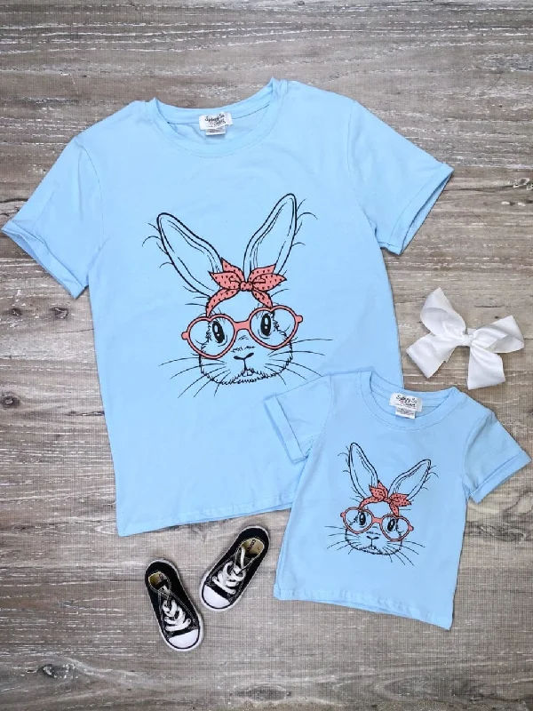 Mommy and Me - Smart Bunny Blue Matching Tops