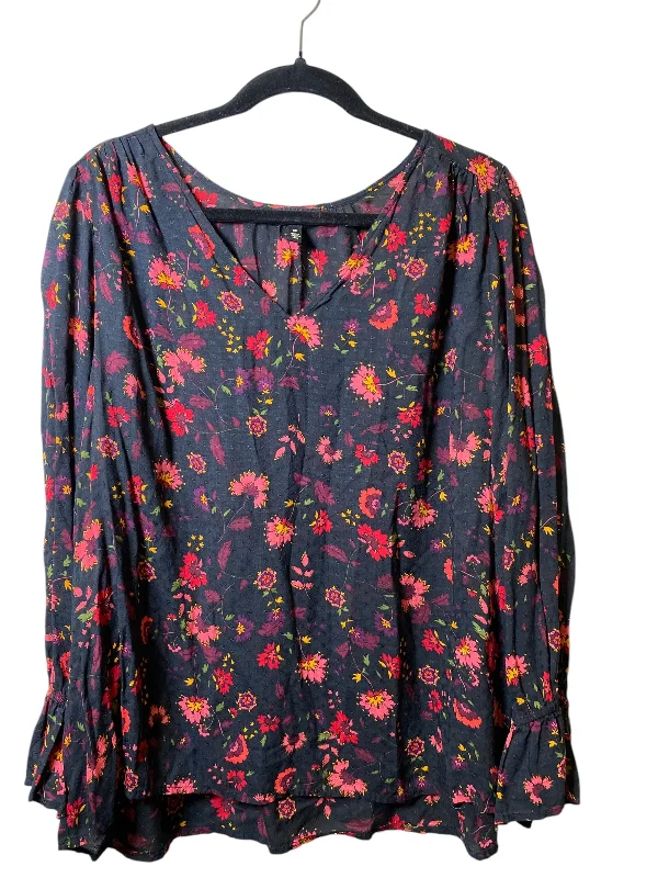 Top Long Sleeve By Jessica Simpson In Floral Print, Size: 2x