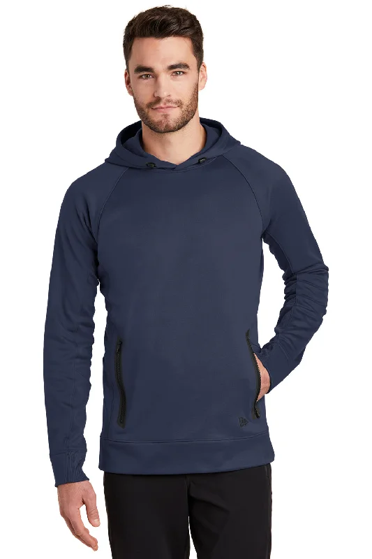 New Era Mens Venue Fleece Moisture Wicking Hooded Sweatshirt Hoodie w/ Pockets - Navy Blue