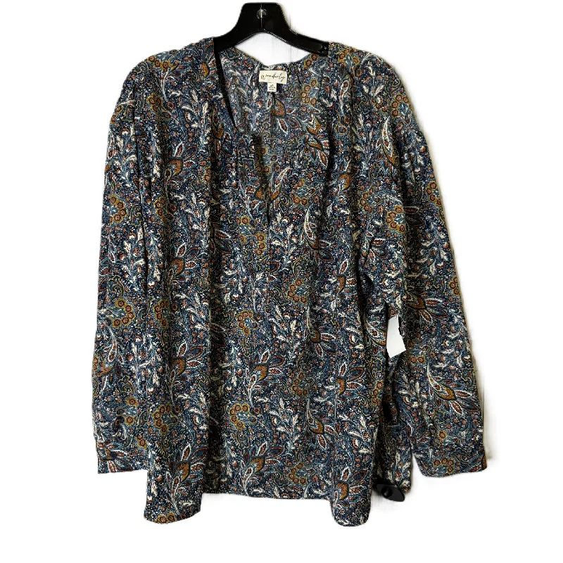 Top Long Sleeve By Wonderly In Blue, Size: 2x