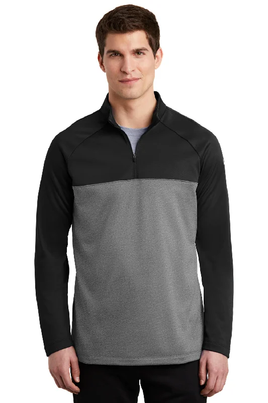 Nike Mens Therma-Fit Moisture Wicking Fleece 1/4 Zip Sweatshirt - Black/Heather Grey