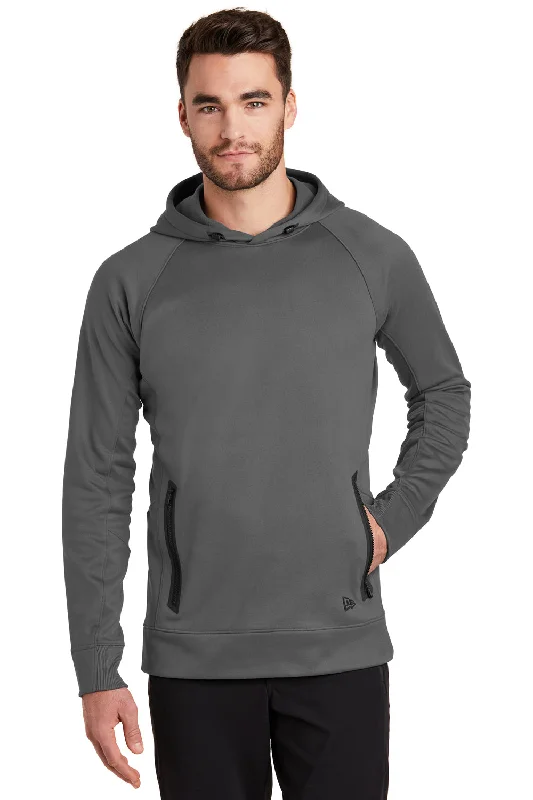 New Era Mens Venue Fleece Moisture Wicking Hooded Sweatshirt Hoodie w/ Pockets - Graphite Grey