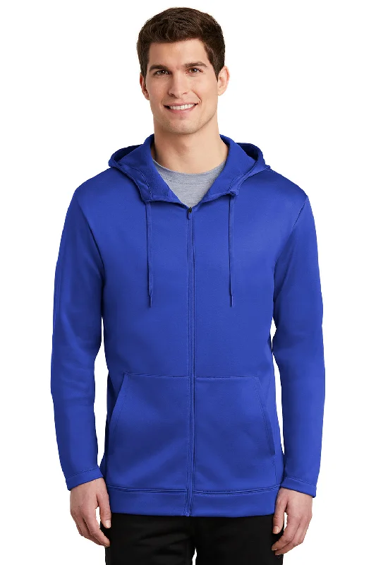 Nike Mens Therma-Fit Moisture Wicking Fleece Full Zip Hooded Sweatshirt Hoodie w/ Pockets - Game Royal Blue